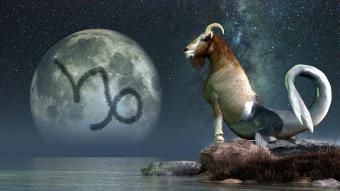 Capricórnio cabra glifo e lua