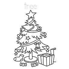 раскраска Красивая новогодняя елка с подарками