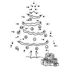 Раскраска Рождественская елка соедини точки точками