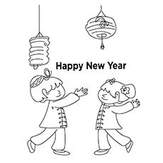 Pagina di culore di i zitelli chì celebranu l'annu novu cinese