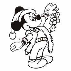 desenho de Mickey no Natal para colorir