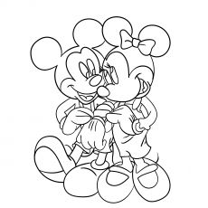 Desenho de Mickey e Minnie em romance para colorir