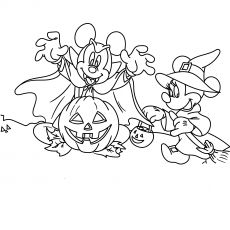Desenho do Mickey no Dia das Bruxas para colorir