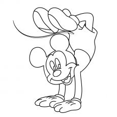 Desenho do Mickey andando nas mãos para colorir