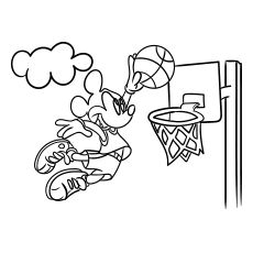 desenho de Mickey Mouse jogando basquete para colorir