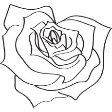 Страница за оцветяване на роза във формата на сърце