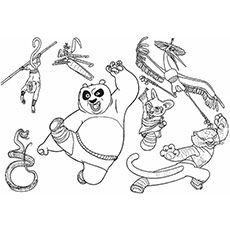 Kung Fu Panda ja ystävät värityssivu