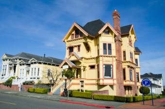 Викториански къщи в историческия център на Юрика, Калифорния