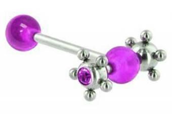 Anel de língua de barra exclusivo Purple Gem Surgical Steel SPINNER